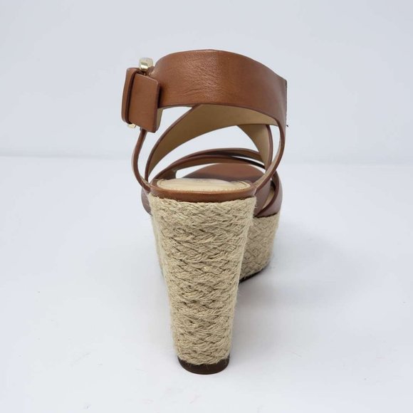 Authentic Michael Kors Wedge Leather Brown Sandal - Picture 7 of 8